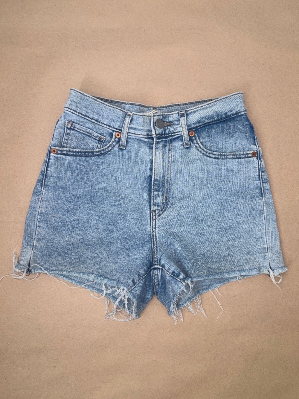Levi's Mile High Cutoff Shorts Women’s 27 Light Wash Raw Hem
